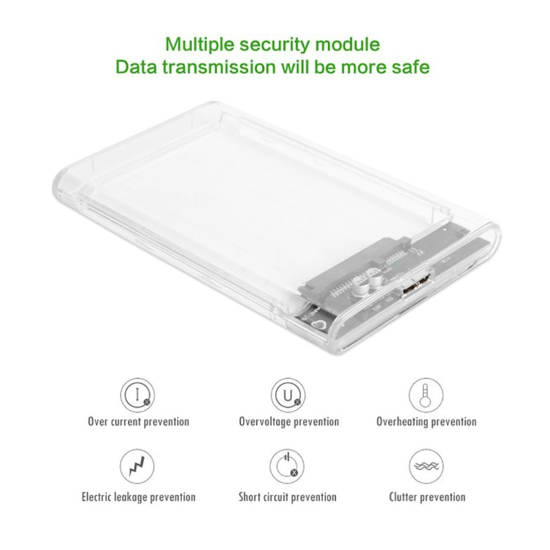 (UMU SUPPLIER) TAFFWARE EXTERNAL HDD SSD ENCLOSURE TRANSPARENT 2.5 INCH USB 3.0 CASE