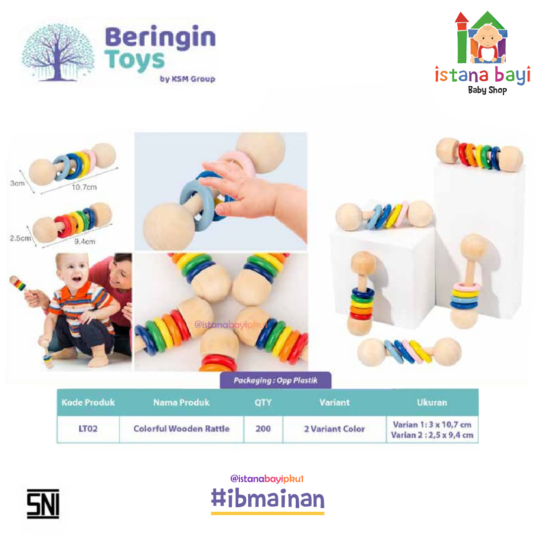 Mainan Edukasi - Colorfull Wooden Rattle LT02 - Mainan Anak