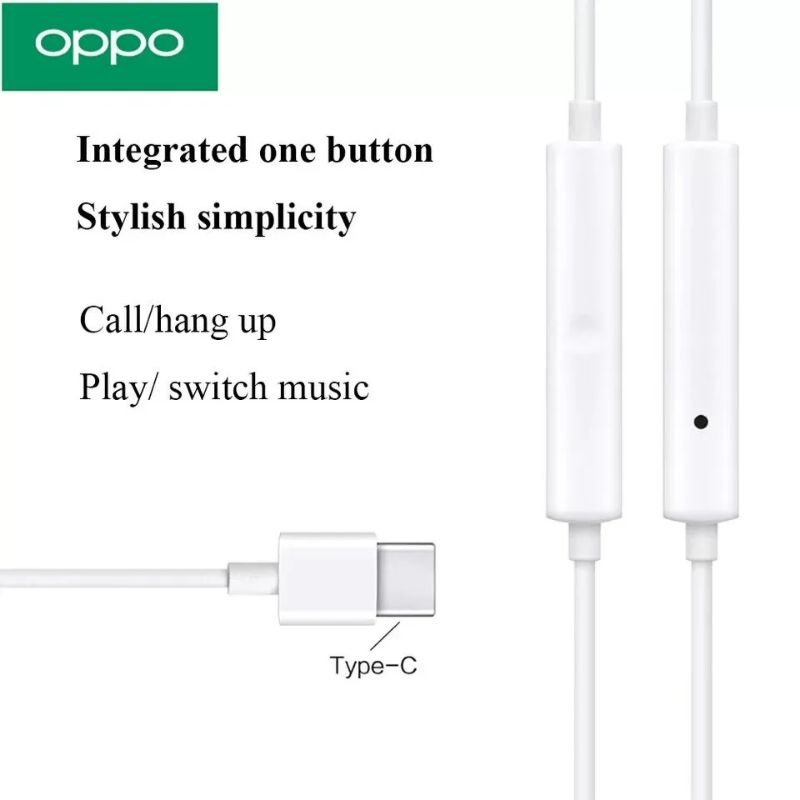 EARPHONE HEADSET ORIGINAL 100% OPPO RENO 8 / 8 PRO PLUS 5G PURE BASS JACK TYPE C ORI HANDSFREE