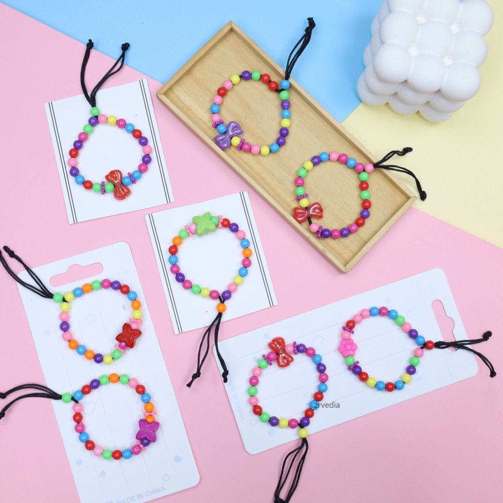 (ISI 1-3 PCS) Gelang Tangan Mutiara Mainan Lucu Mote TK Import untuk Anak Perempuan Aksesoris Mute