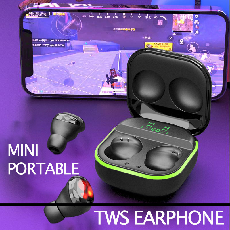 E-sports Headphones Headset TWS Wireless Earphone Bluetooth 5.1 Gaming Earbuds  Noise-cancelling low delay Intelligent Digital Display Breathing Lamp Waterproof Upgraded Bluetooth - S190(COD)