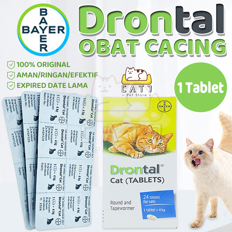 DRONTAL CAT Asli Original Obat Cacing Kucing Anak Kitten Ampuh Murah Tablet Ori Stop Worm Untuk Cats Dewasa Kiten Cacingan Bukan Cair