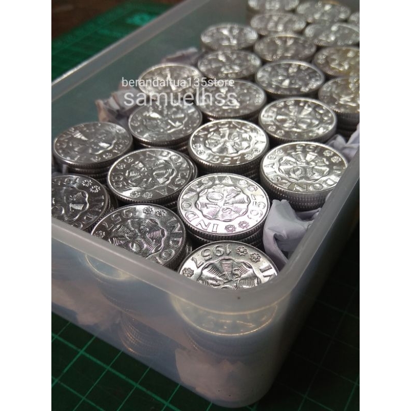 koin 10 sen tahun 1957 luster original