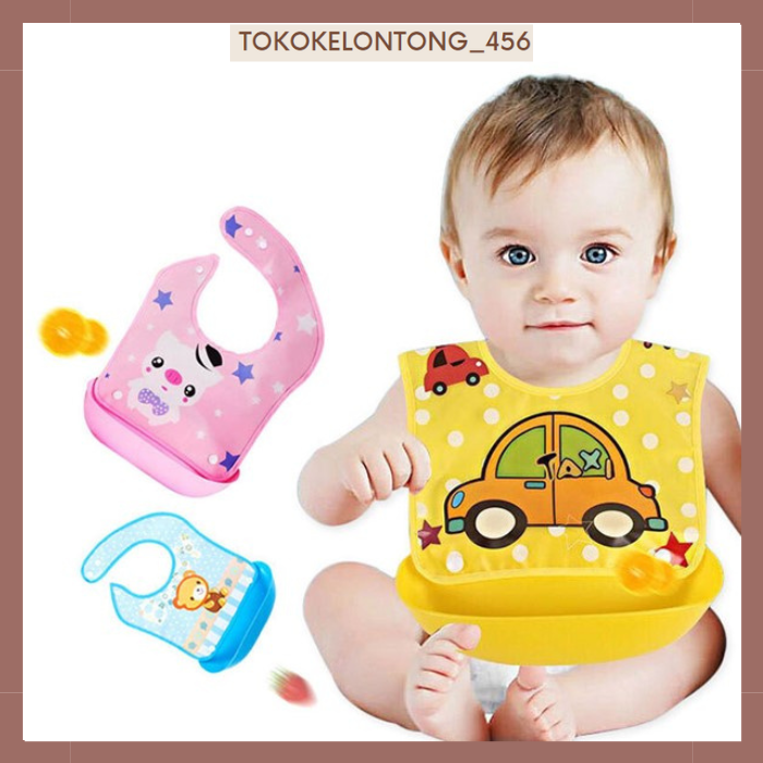 Celemek makan anak/celemek anak silikon waterproff/ celemek anak model mangkok