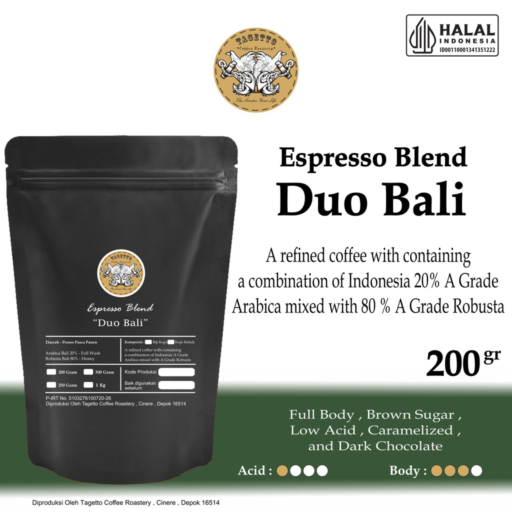 

KOPI ESPRESSO DUO BALI 200GR | ARABIKA ROBUSTA BLEND