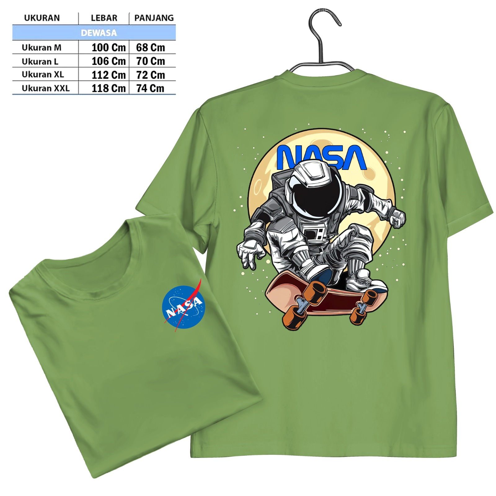 TSHIRT NASA  CETAK PAKAI MESIN DTF (Digital Transfer Filem) KAOS DISTRO BAJU PRIA WANITA ATASAN SHIRT T-SHIRT Tangan Pendek