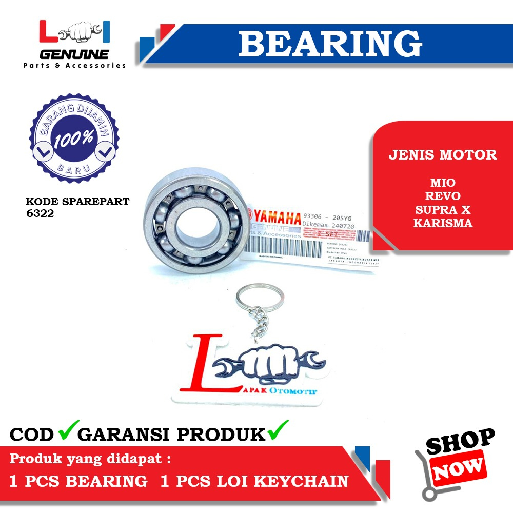 -LOI- BEARING LAHER 63/22 BEARING KRUK AS MIO, KARISMA, SUPRA X, REVO FI, BLADE, NOUVO, FINO, XRIDE,NINJA 150