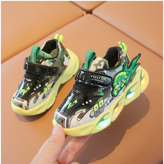 SEPATU ANAK LAKI-LAKI SNEAKER LAMPU LED SIZE 21-30 LED KIDS MODEL 89 IMPORT PREMIUM