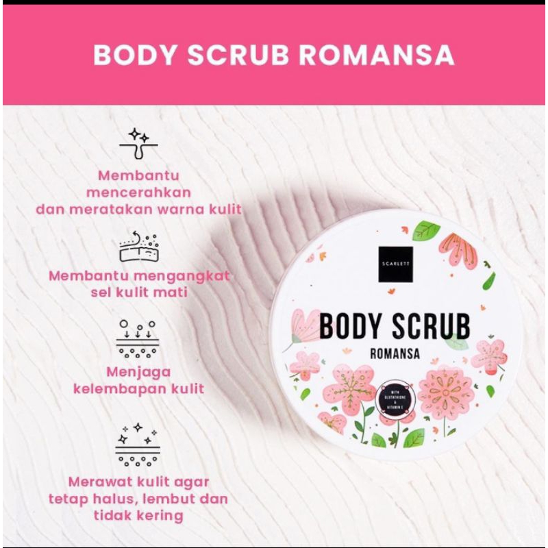 SCARLETT WHITENING SCRUB BADAN VARIAN ROMANSA / JOLLY BODY SCRUB Kemasan Repack