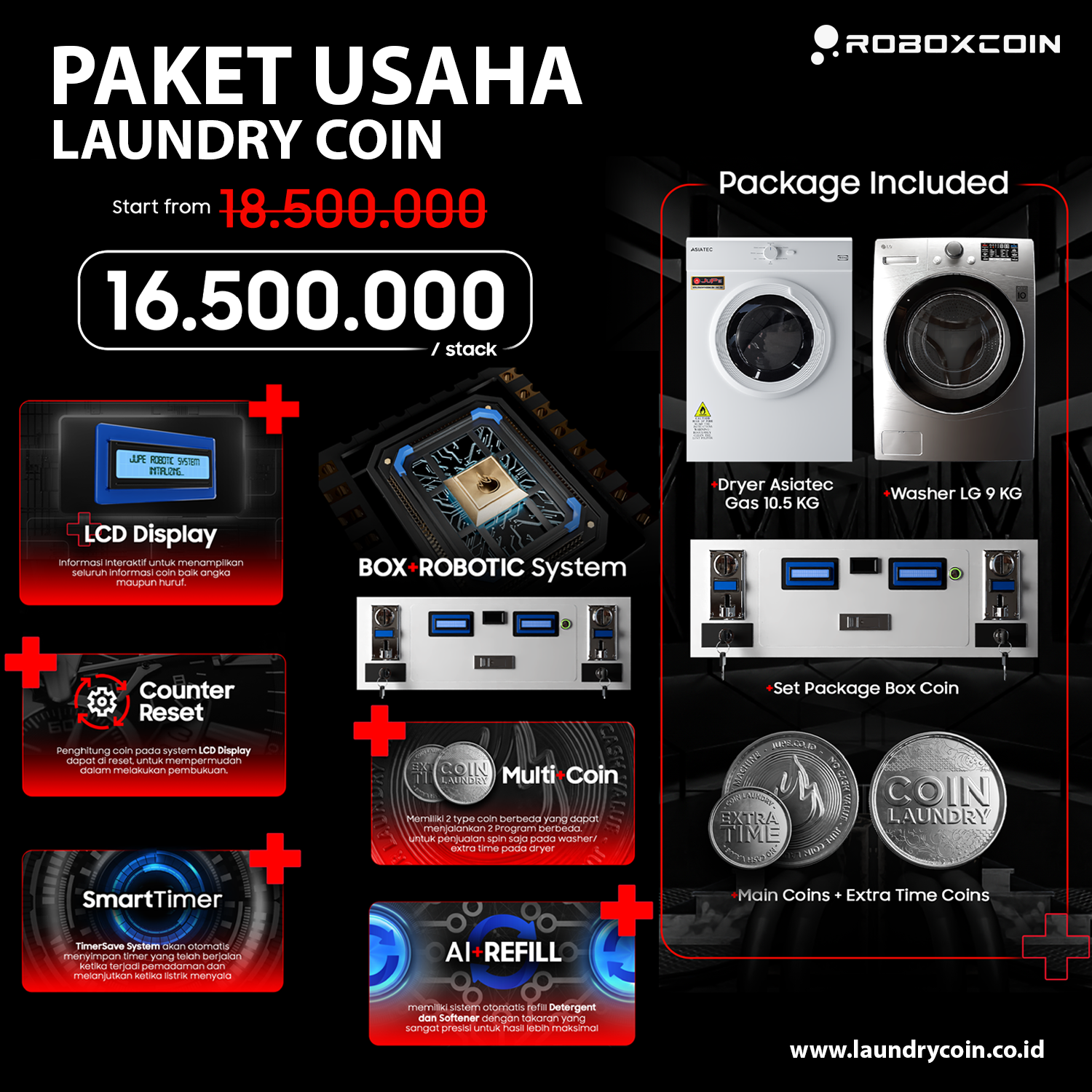 Paket Usaha Laundry Koin / Coin / Card / Kartu RoboxCoin pesanan kak tanti