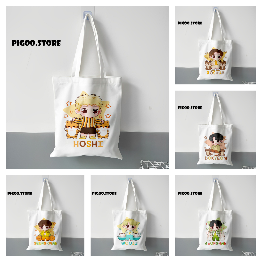 Tote Bag Kanvas Motif Seventeen / Sebong / Tote Bag Wanita / Tote Bag Pria / Tote Bag lucu / Tote ba