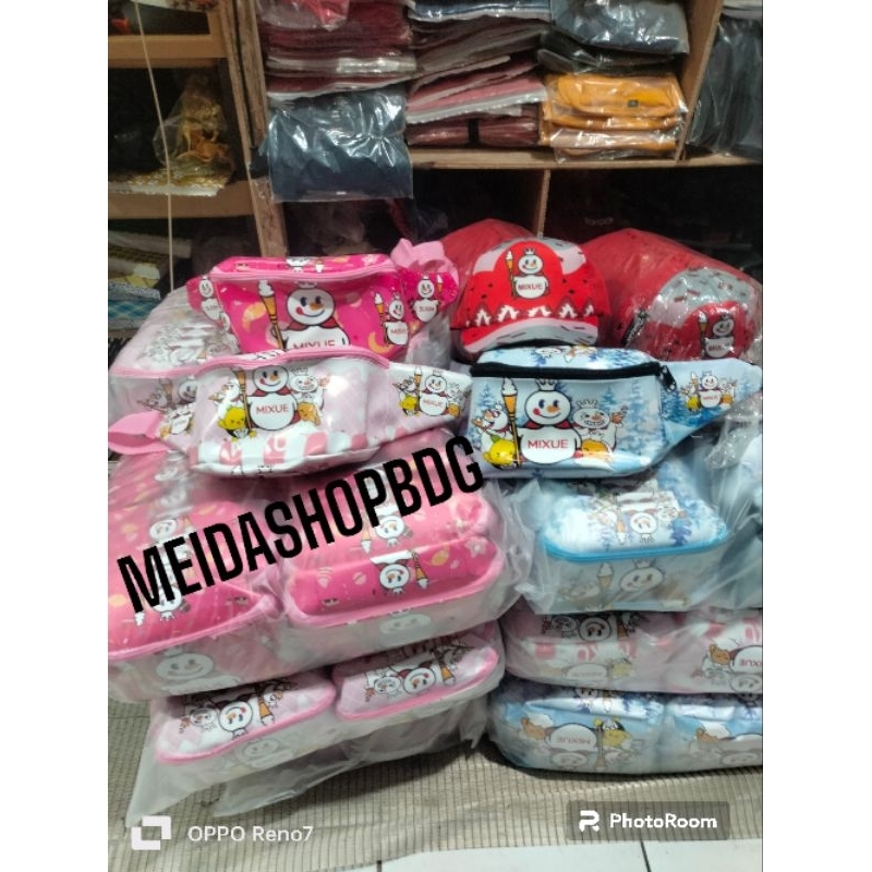 BISA COD Tas Slempang 2in1 Maskot Mixue Topi print