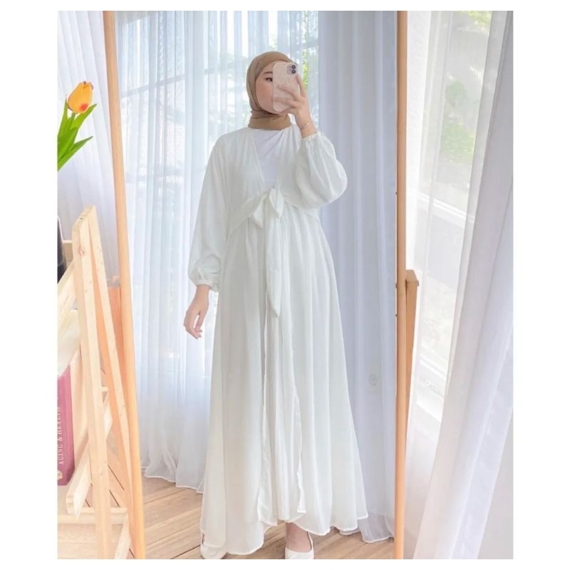 Tasya Long Outher Ceruty Babydoll/ Cardigan Panjang Wanita Ceruty Model Terbaru