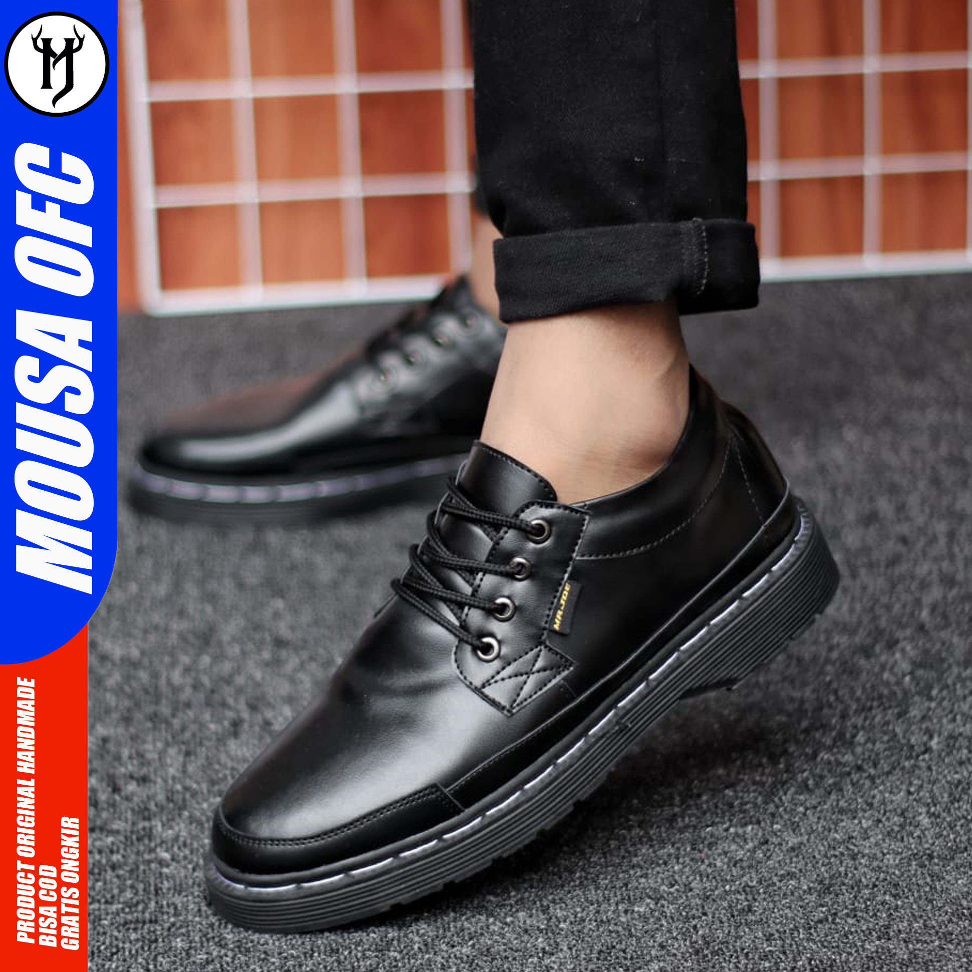 MOUSA Sepatu Docmart Formal Pria Kulit Sintetis Sepatu Pria Casual Pantofel Ruby