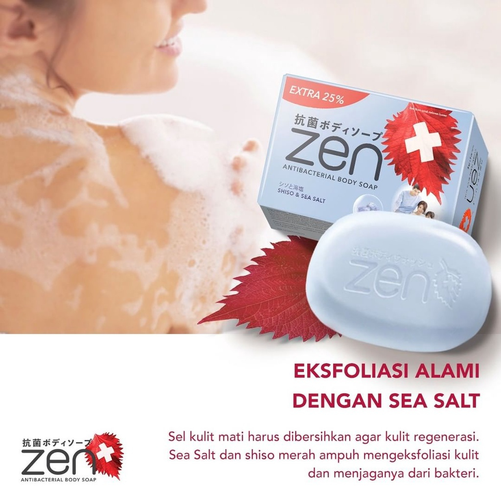 ZEN Antibacterial Body Soap 75gr Sabun Mandi Batang Zen Anti Bakteri By Shinzui Murah