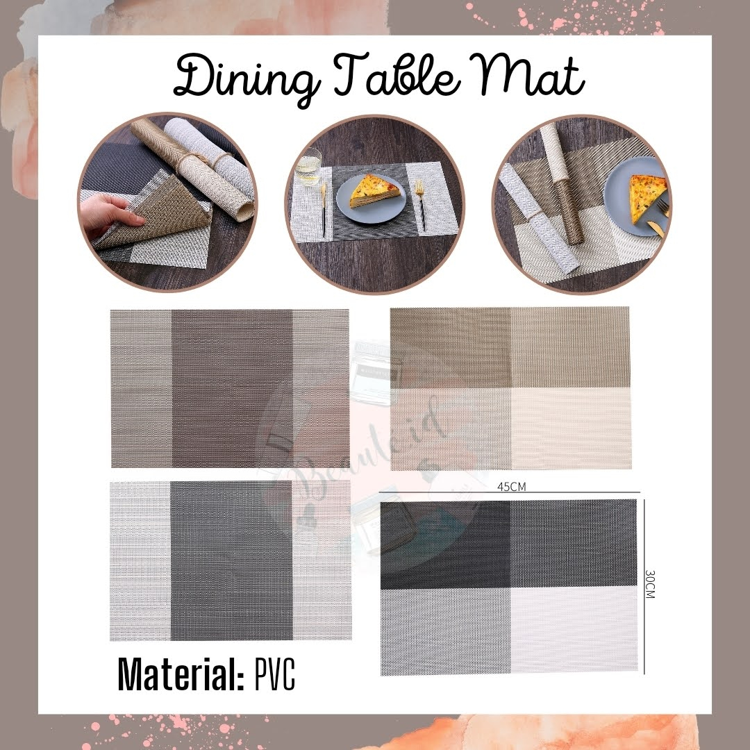 Tatakan Premium Elegan Matras Alas Piring Gelas Mangkok Alas Panci Panas Dekorasi Meja Makan Dapur Resto Bahan PVC Berkualitas Dinning Table Mat Tahan Panas Anti Slip Lepek Tea Coaster Bowl Mat