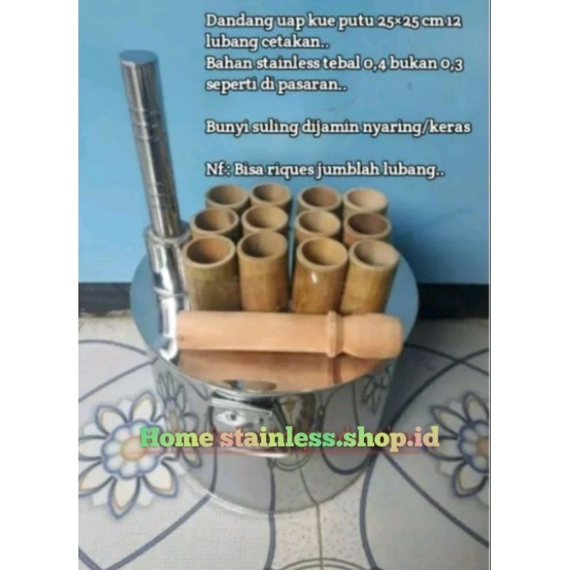 Dandang bulat / Dandang putu / Dandang kue putu bambu + Pluit/suling