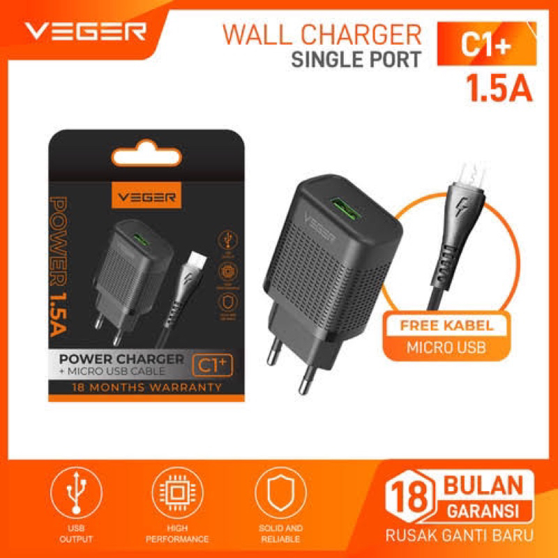 Veger C1+ Micro / C1+ Type-C 1.5A Fast Charging 1Usb