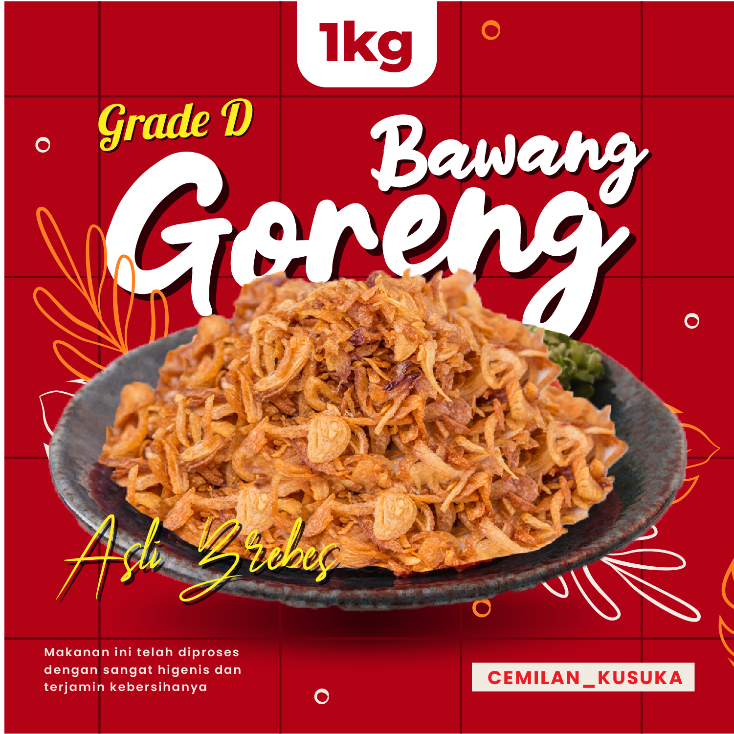 

BAWANG GORENG BREBES GRADE/BAGOR 1Kg