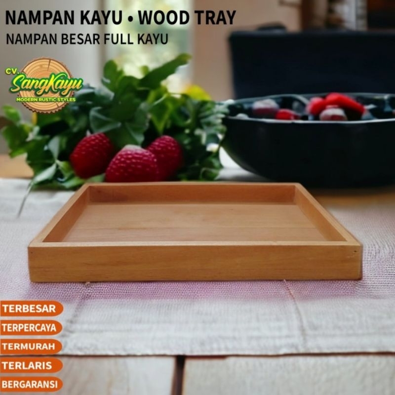 Wooden Tray 50x40x3 Cm Nampan kayu kotak seserahan hantaran alas kue