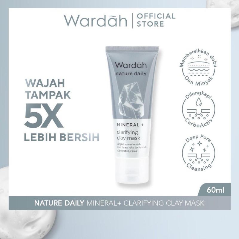 Wardah Nature Daily Mineral Clarifying Clay Mask 60 ml | Masker Wajah