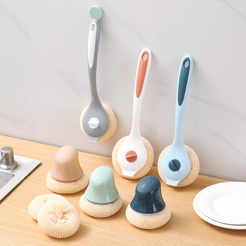 (clashop)Sikat Cuci Piring / Pembersih serbaguna sikat / kerak panci wajan pakai / sikat panci / kawat cuci panci bergagang / sabut stainles / sikat