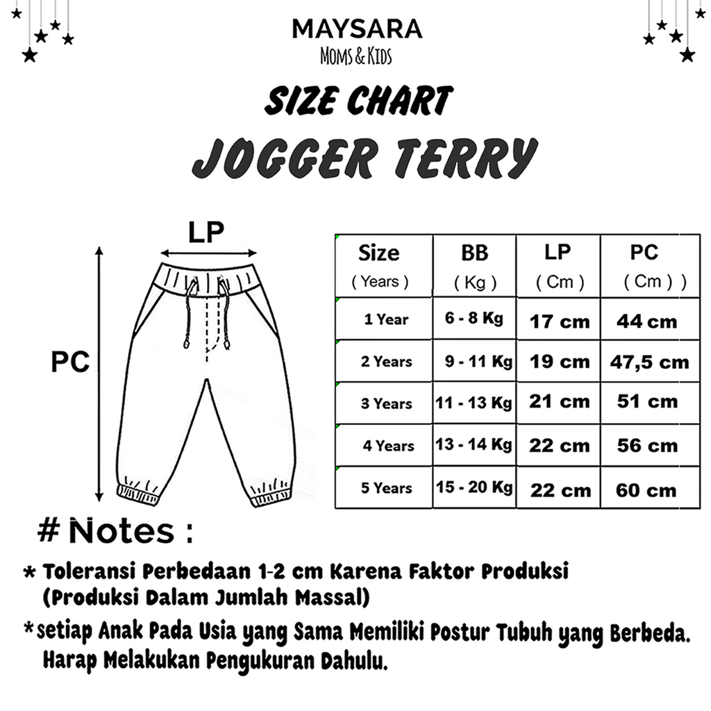 Celana Jogger Panjang Anak Baby Terry Tebal Maysara Long Pants