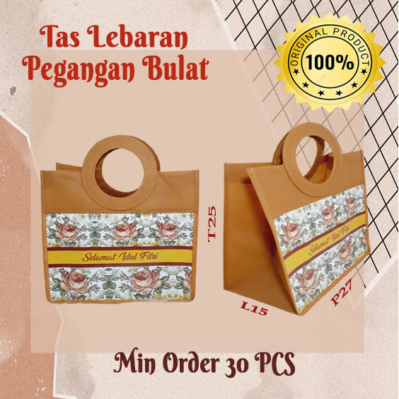 

Tas Souvenir Idul Fitri/Lebaran Pegangan Bulat Tebal/Cantik Custom Desain