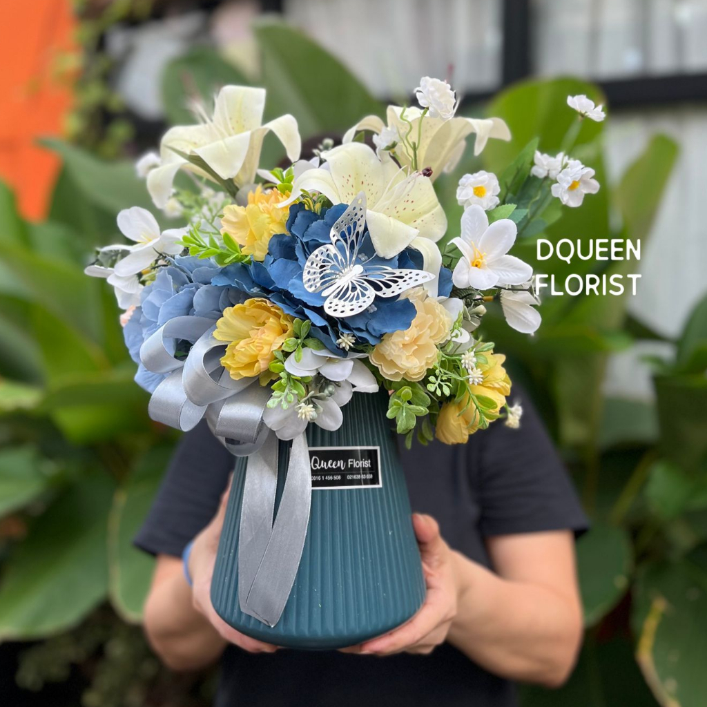 Dqueen Florist - Bunga Vas Meja Artificial Dekorasi Rumah