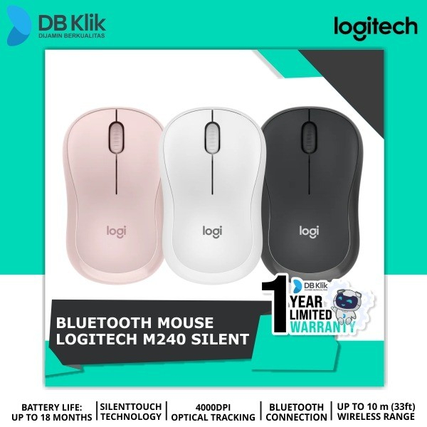 Logitech Mouse M240 Wireless Bluetooth Silent Click 4000Dpi - M 240