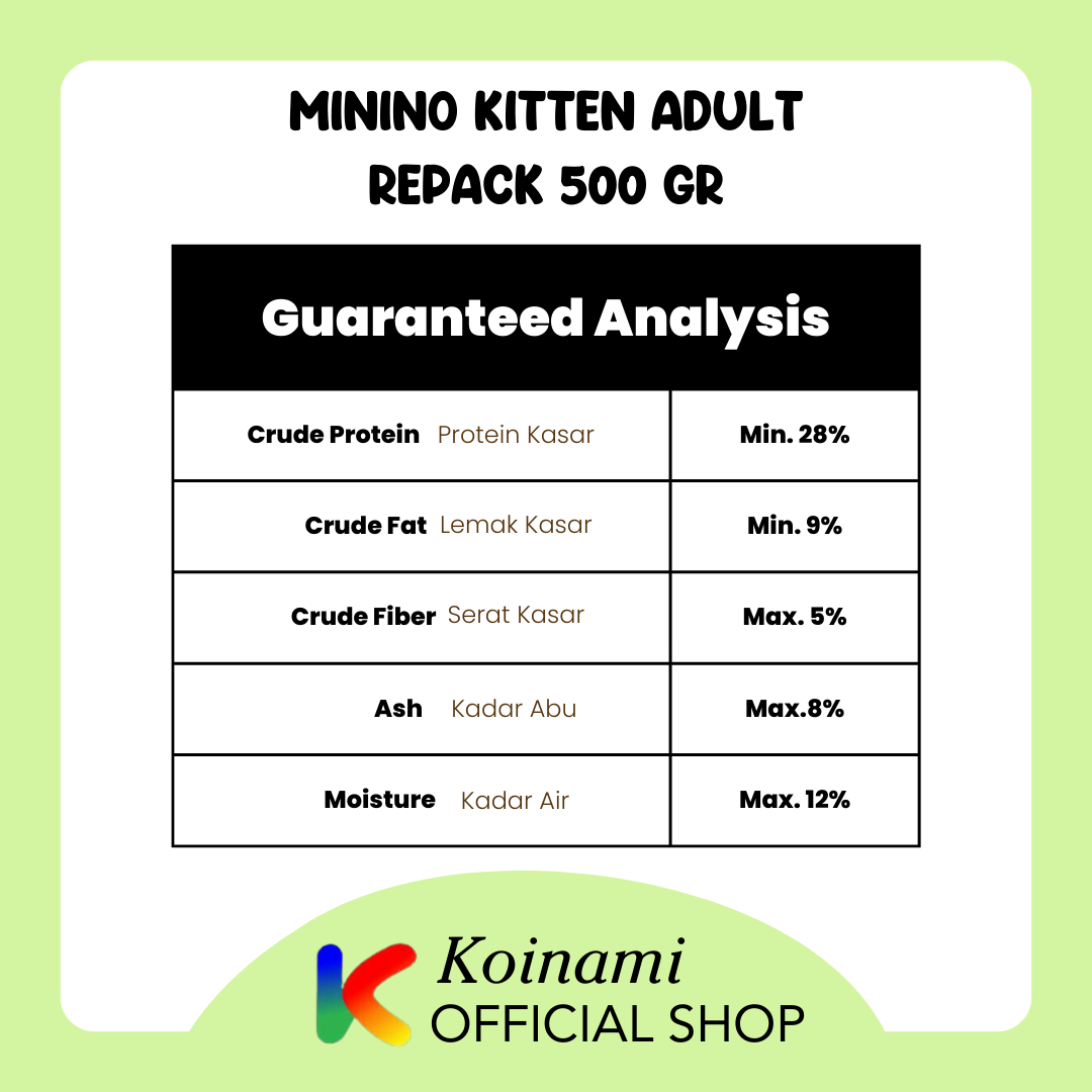 MININO KITTEN ADULT TUNA 500gr REPACK / makanan kucing hewan pakan / cat food / dray food / pet