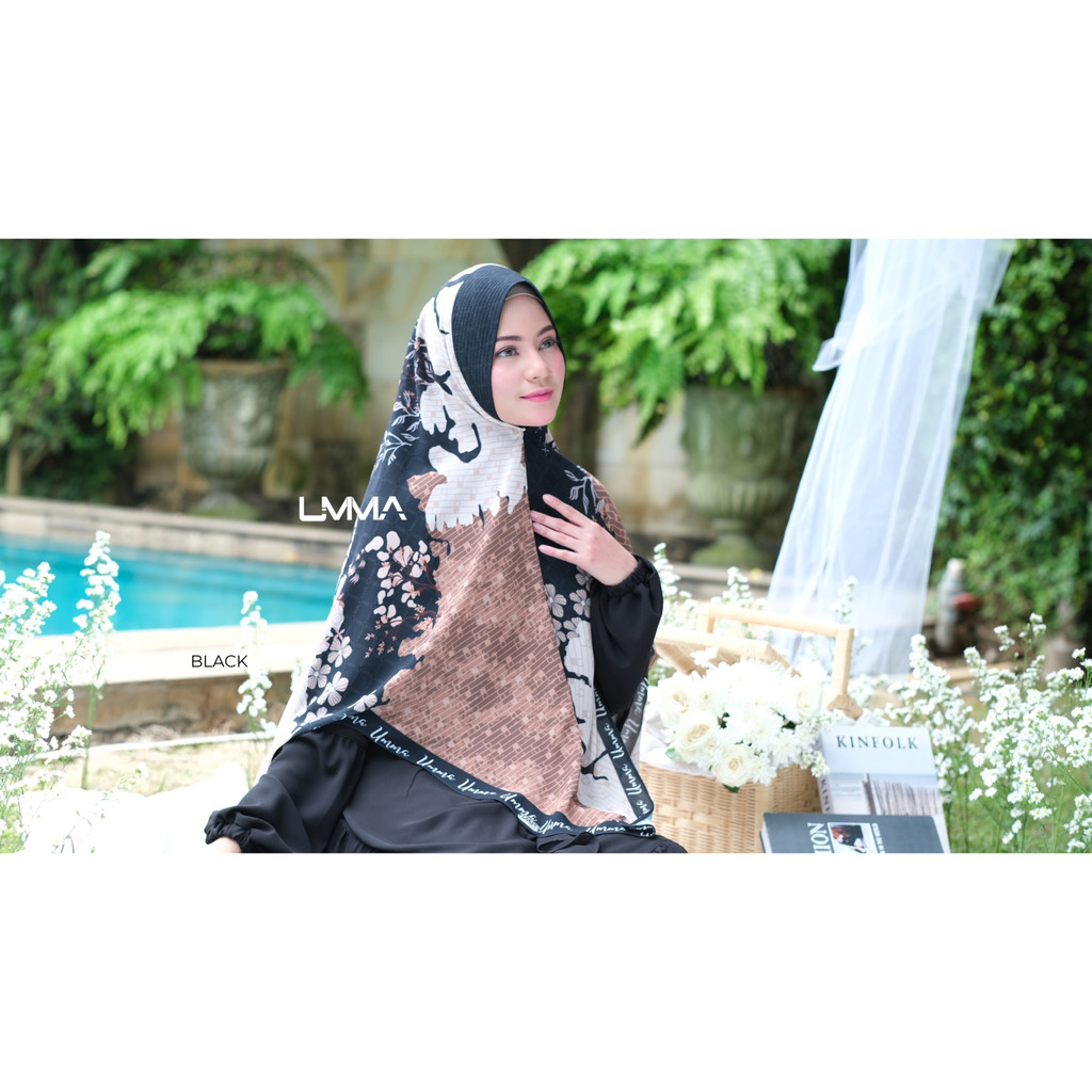 Merindu printing set khimar dan dress syari by umma syari