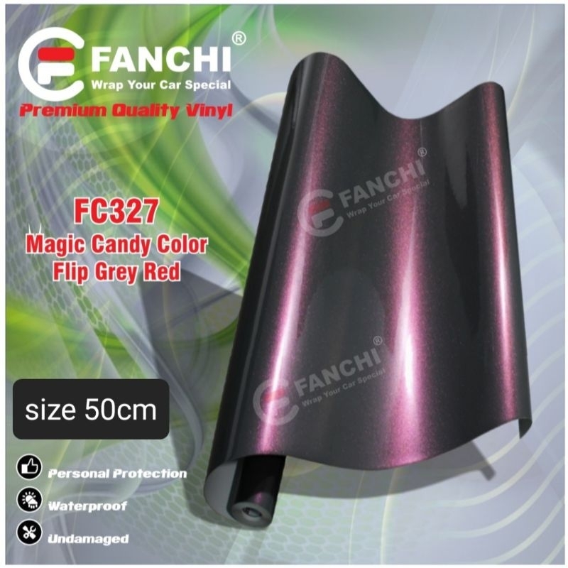 ROLL Sticker Fanchi FC327 Magic Candy Diamond Flip Grey Red 50cm x 9m ROLL