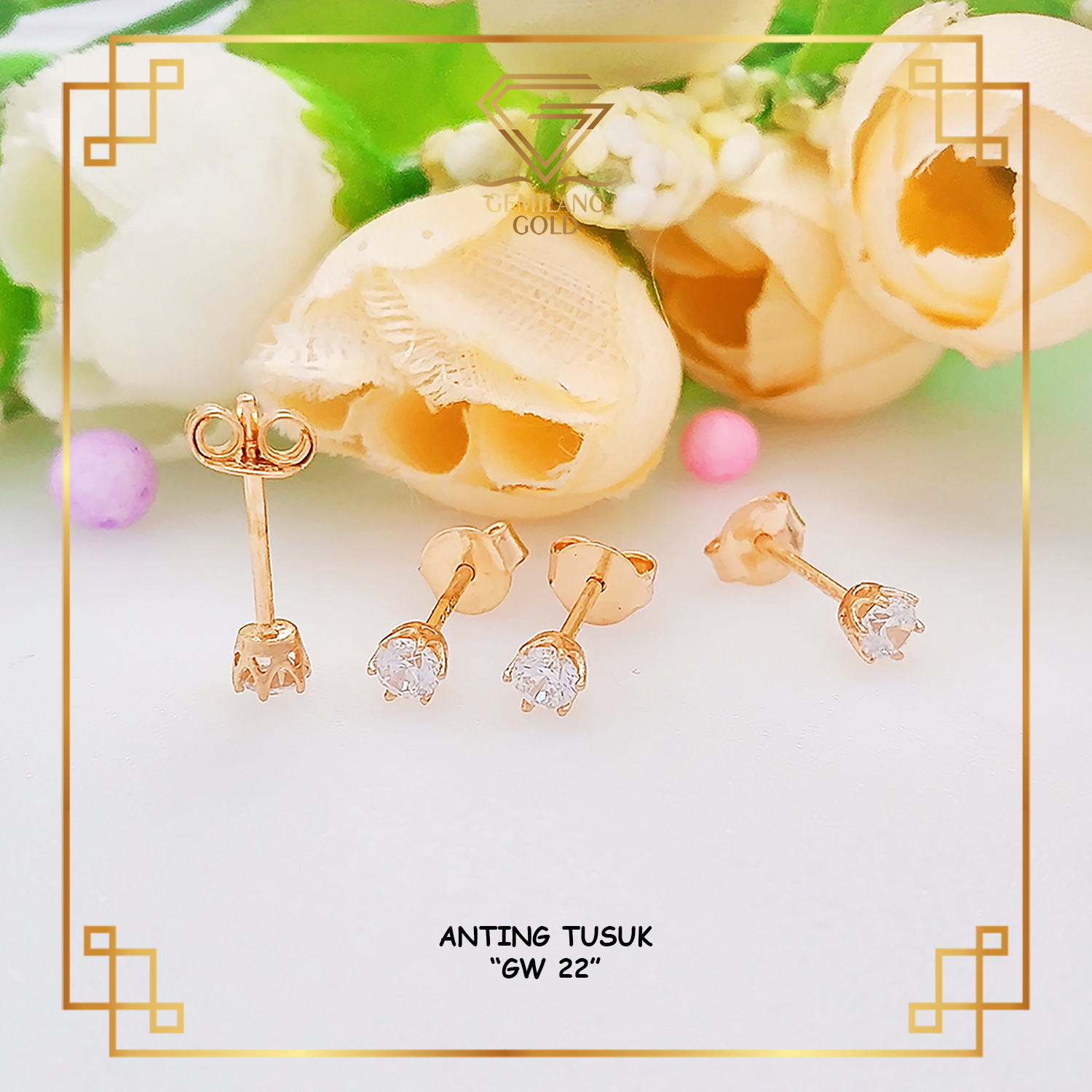 TERLARIS.. ANTING TUSUK MURAH ANTING GIWANG EMAS MODEL SOLITAIRE KADAR 6 & 8 KARAT MINIMALIS ANAK/DE