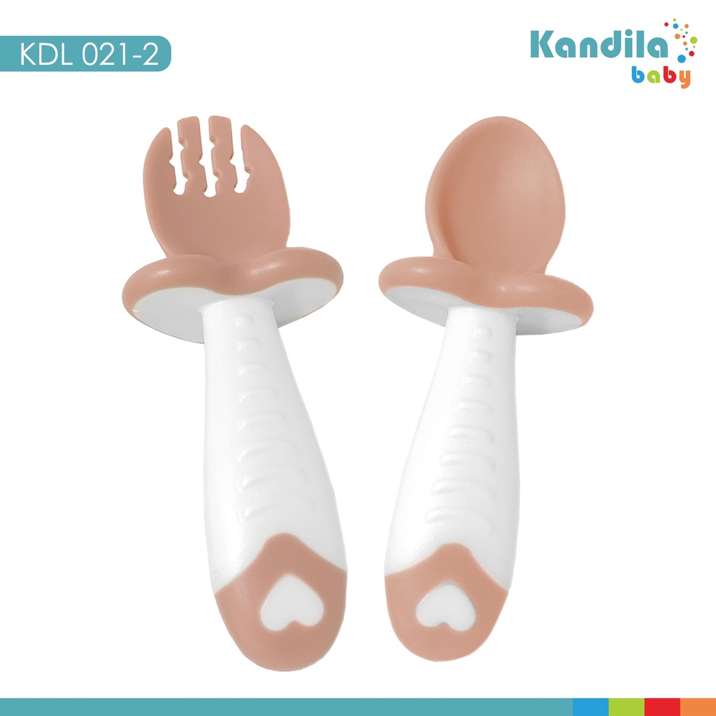 Kandila Silicone Spoon &amp; Fork Sendok Garpu Anak KDL 021-2