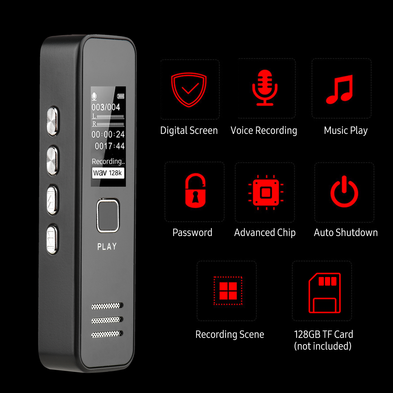 【Ready Stock】Voice Recorder Spy Recording Pen Recorder  Mp3 Player Perekam Suara Recorder Voice Kualitas Suara HD   Alat Perekam Suara Perekaman Otomatis