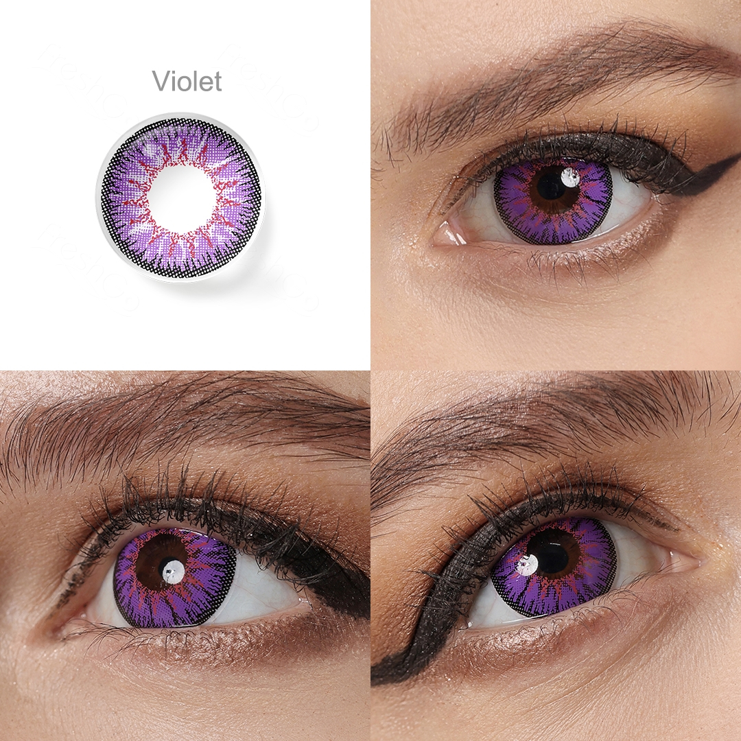 [-1.00~-8.00] Softlens Minus Cosplay 14.5MM Sepasang Warna Lensa Kontak Big Eyes Softlens Merah Softlens Ungu Halloween Soflens