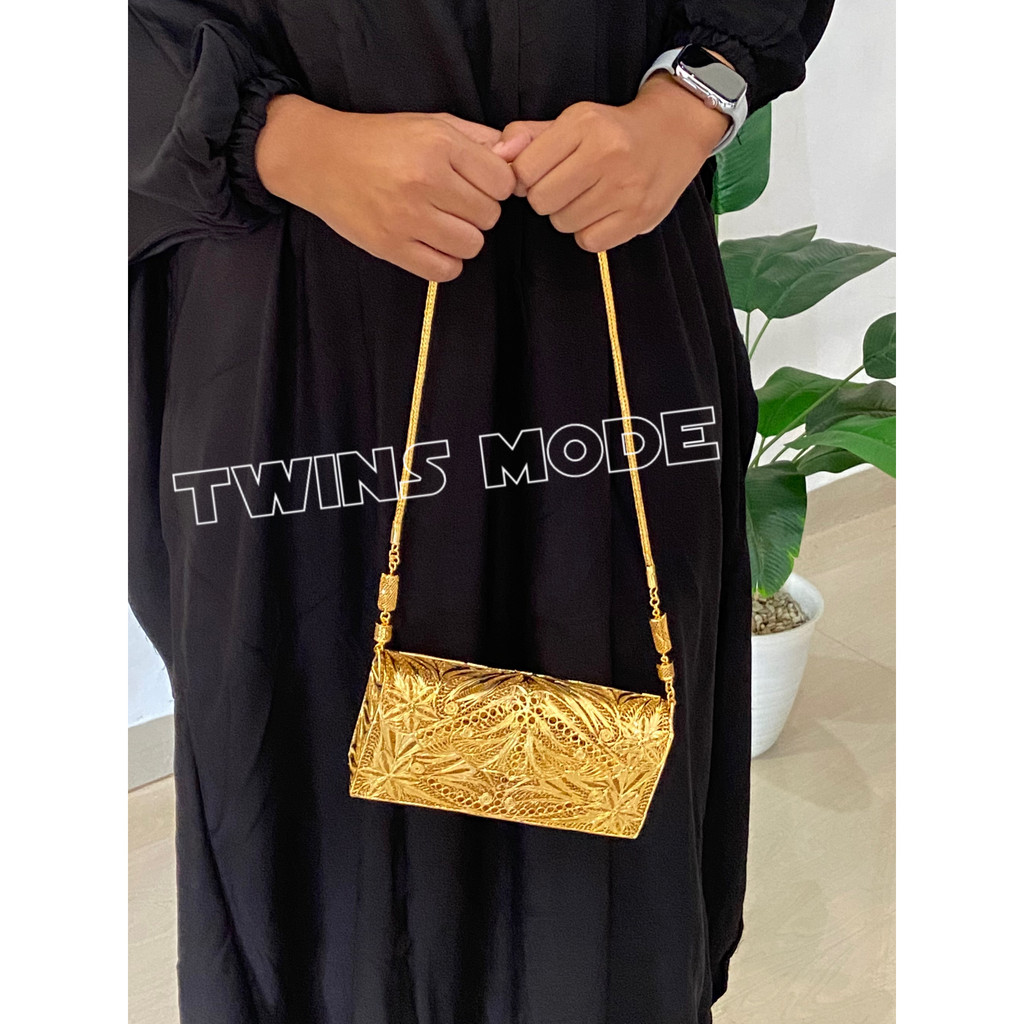 Tas premium Bag Seperti Tas Para Sultan Wanita Emas bahan tembaga krum / lapis emas asli handmade