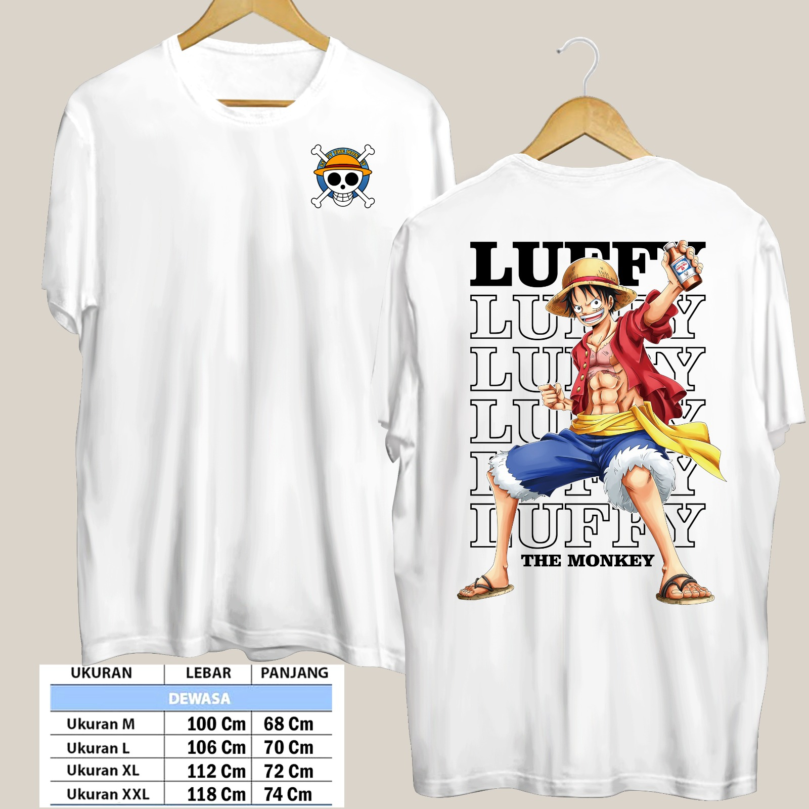 TSHIRT LUFFY THE MONKEY PIRANG CETAK PAKAI MESIN DTF (Digital Transfer Filem) KAOS DISTRO BAJU PRIA WANITA ATASAN SHIRT T-SHIRT Tangan Pendek