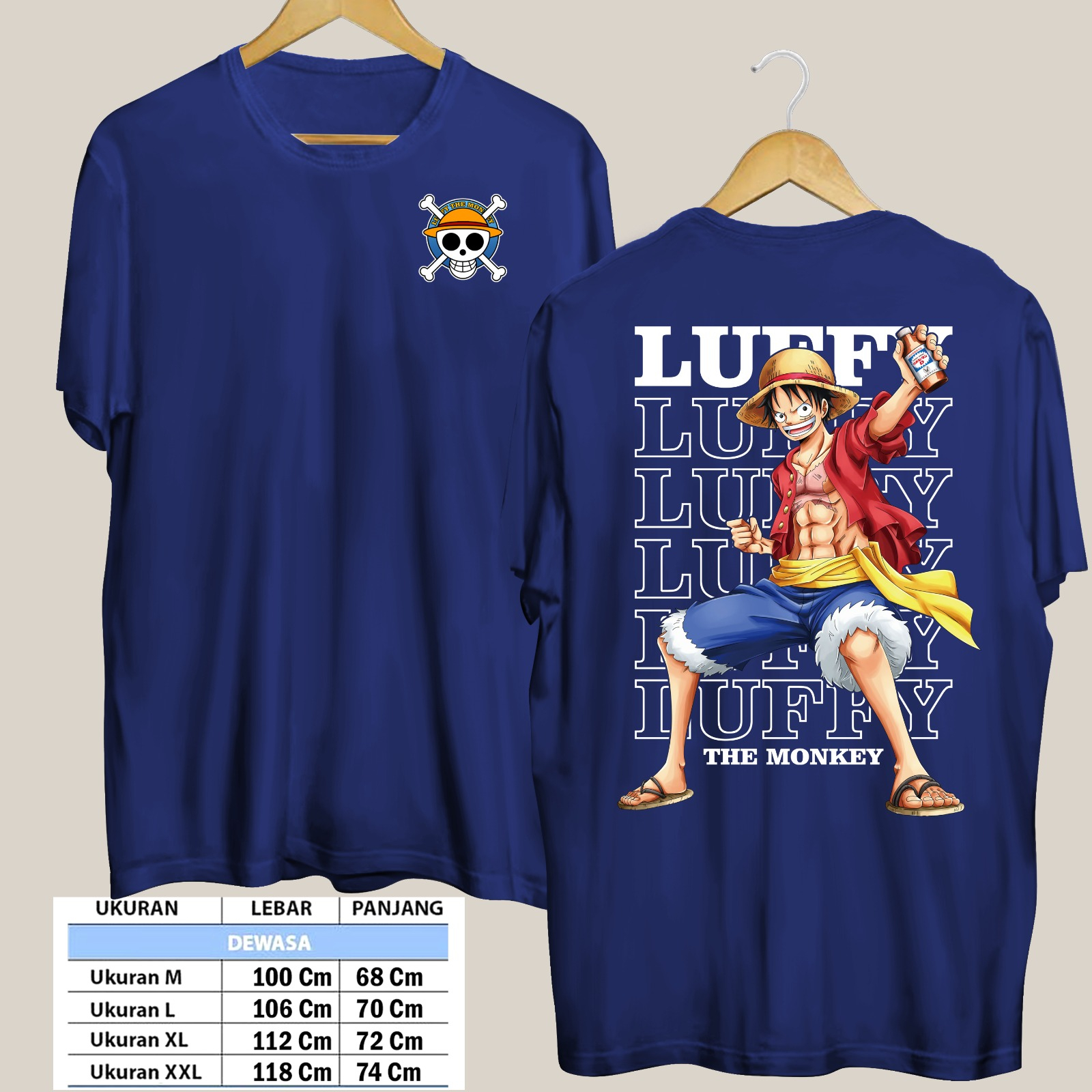 TSHIRT LUFFY THE MONKEY PIRANG CETAK PAKAI MESIN DTF (Digital Transfer Filem) KAOS DISTRO BAJU PRIA WANITA ATASAN SHIRT T-SHIRT Tangan Pendek