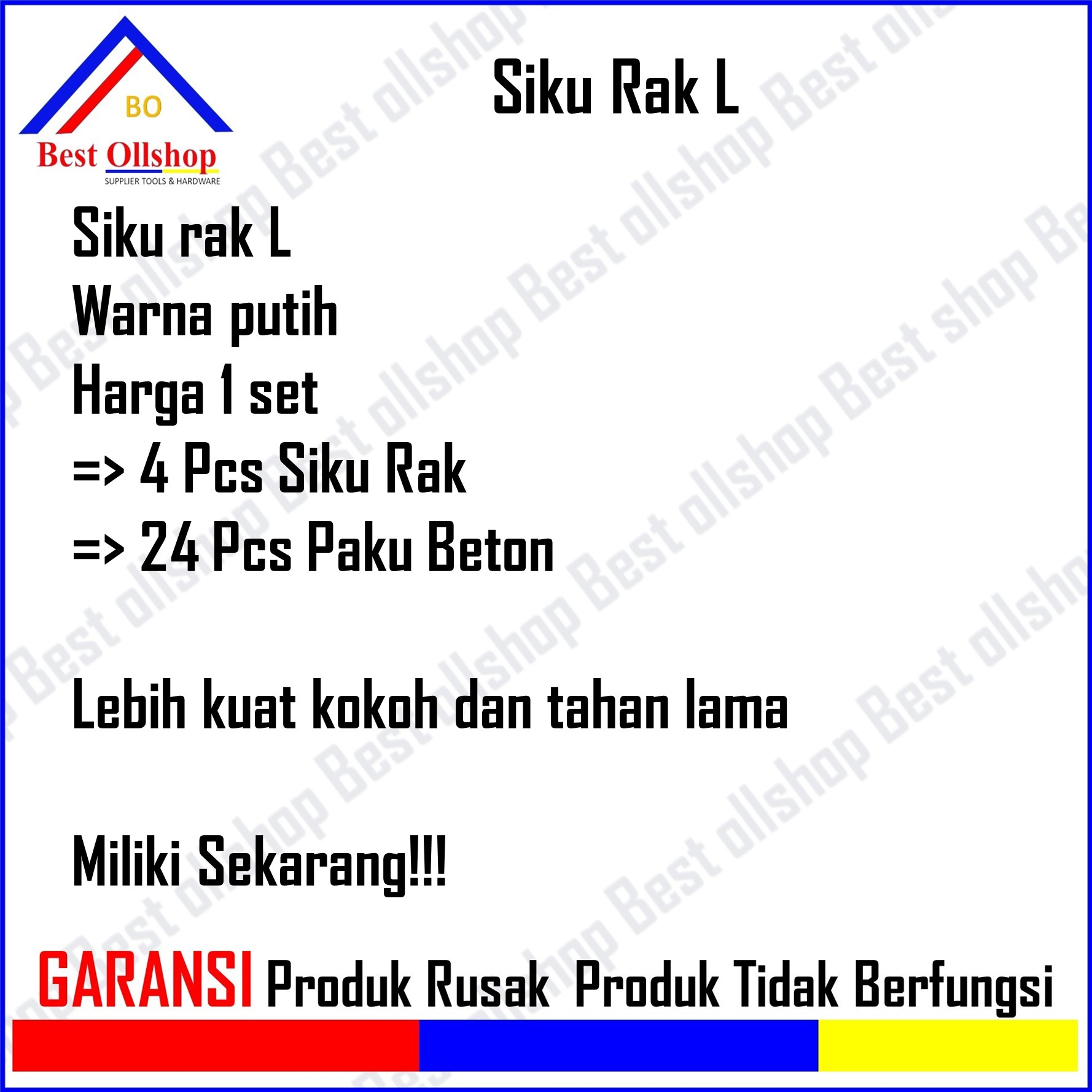 4 Pcs Siku Rak Dinding L 24 Pcs Paku Beton 4x5 Inch 6x8 Inch 8x10 Inch 10x12 Inch 12x14 Inch Siku Rak Penyangga Ambalan