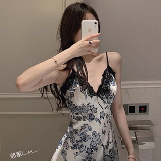 GO!BT1175 Pakaian Baju Dress Satin Pita Renda Bunga Baju Tidur Bahan Dres Satin Sexy Fashion Korea