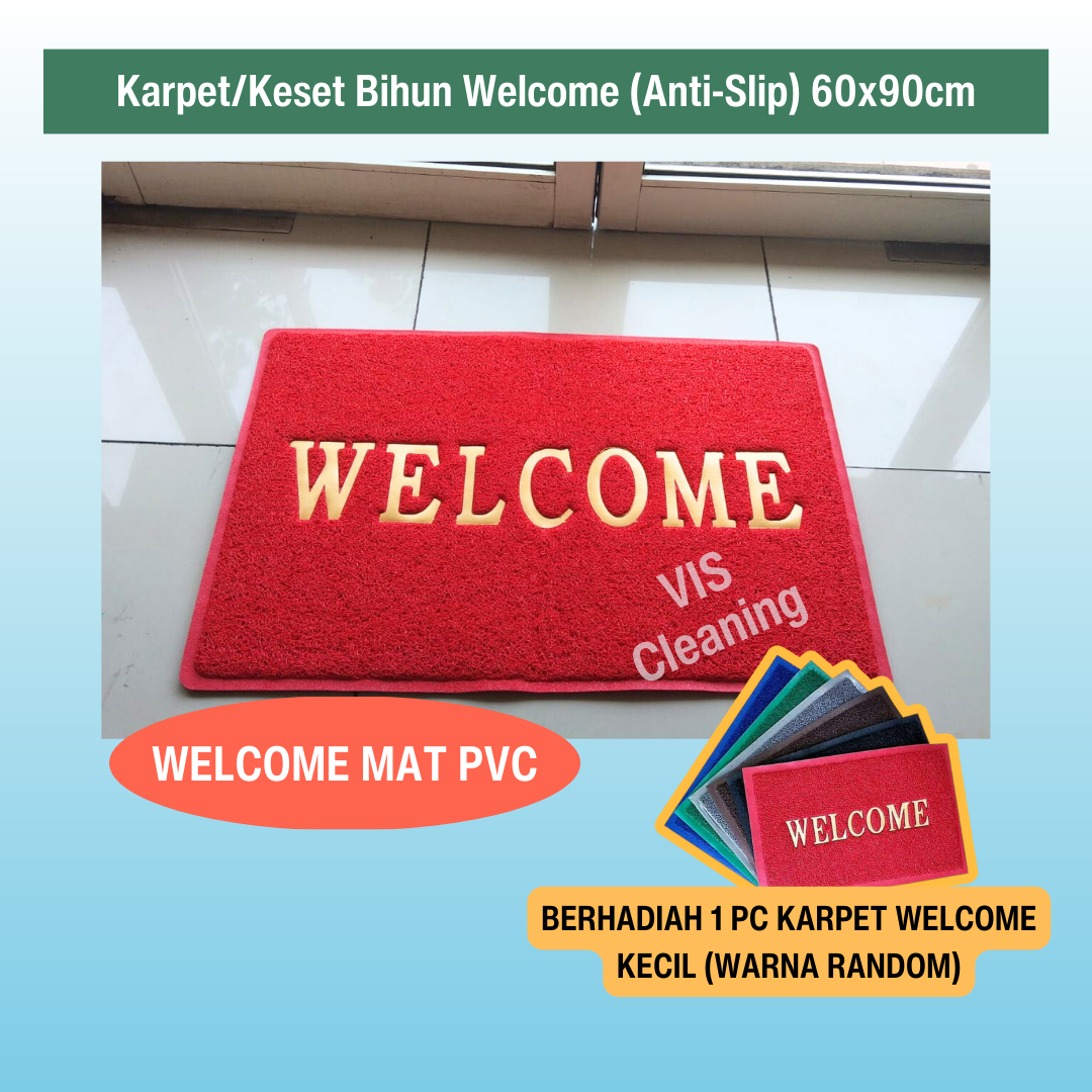 (PROMO MEI) Karpet/Keset Welcome PVC Bihun 60 X 90 cm (Gratis Karpet Welcome Kecil)