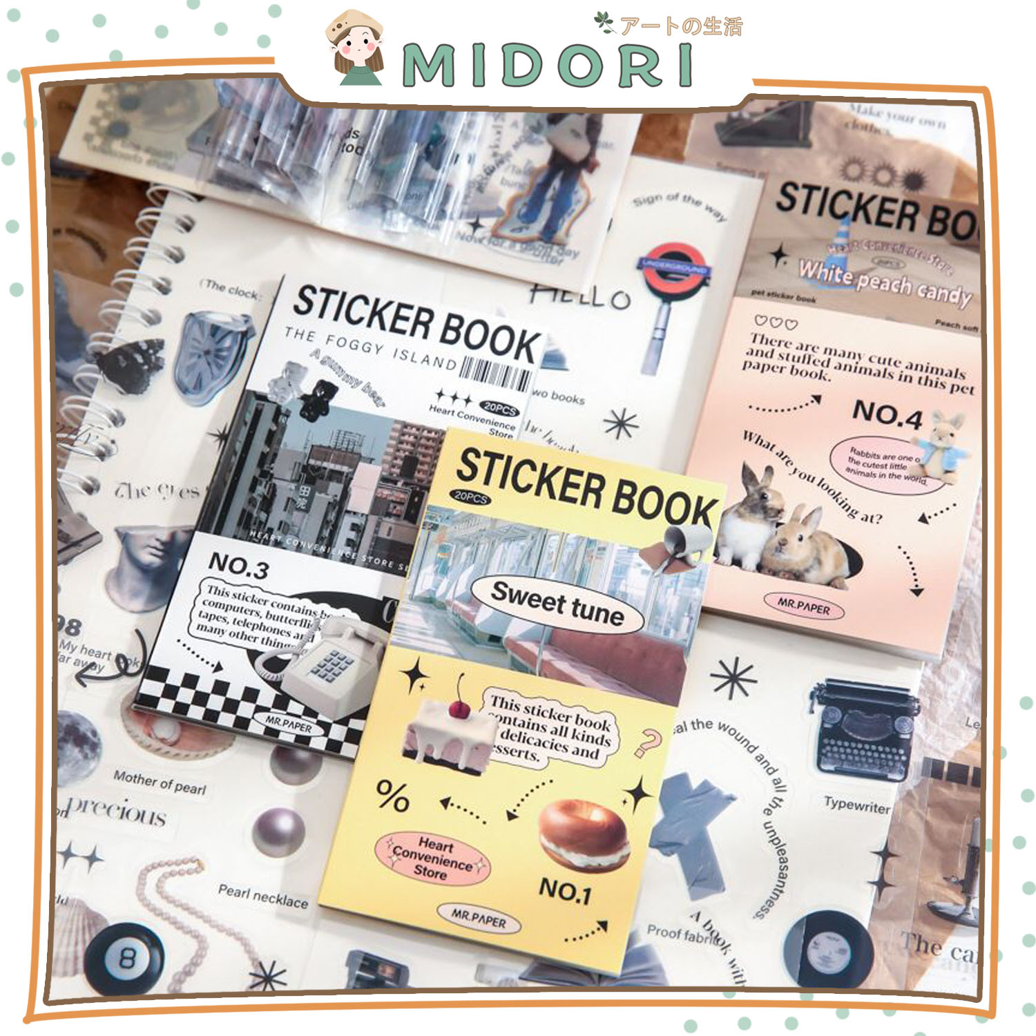 

[MIDORI] 20Pcs HEART CONVENIENCE STORE Deco Aesthetic PET Sticker Planner DIY Scrapbook - B0404