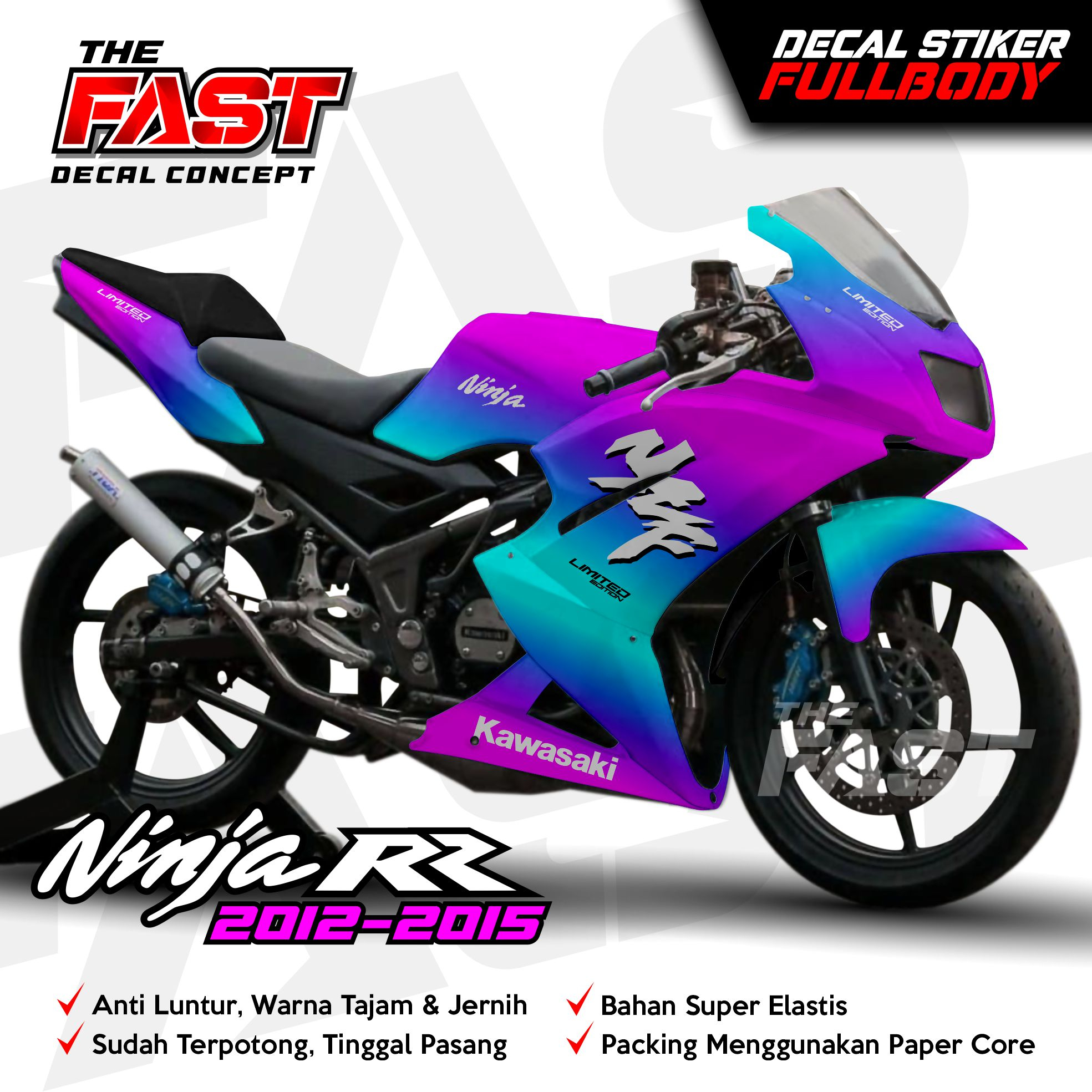 Striping Ninja 150 RR new Bunglon Custom Fullbody 2012 - 2015  Stiker Variasi Kawasaki Ninja RR Baru