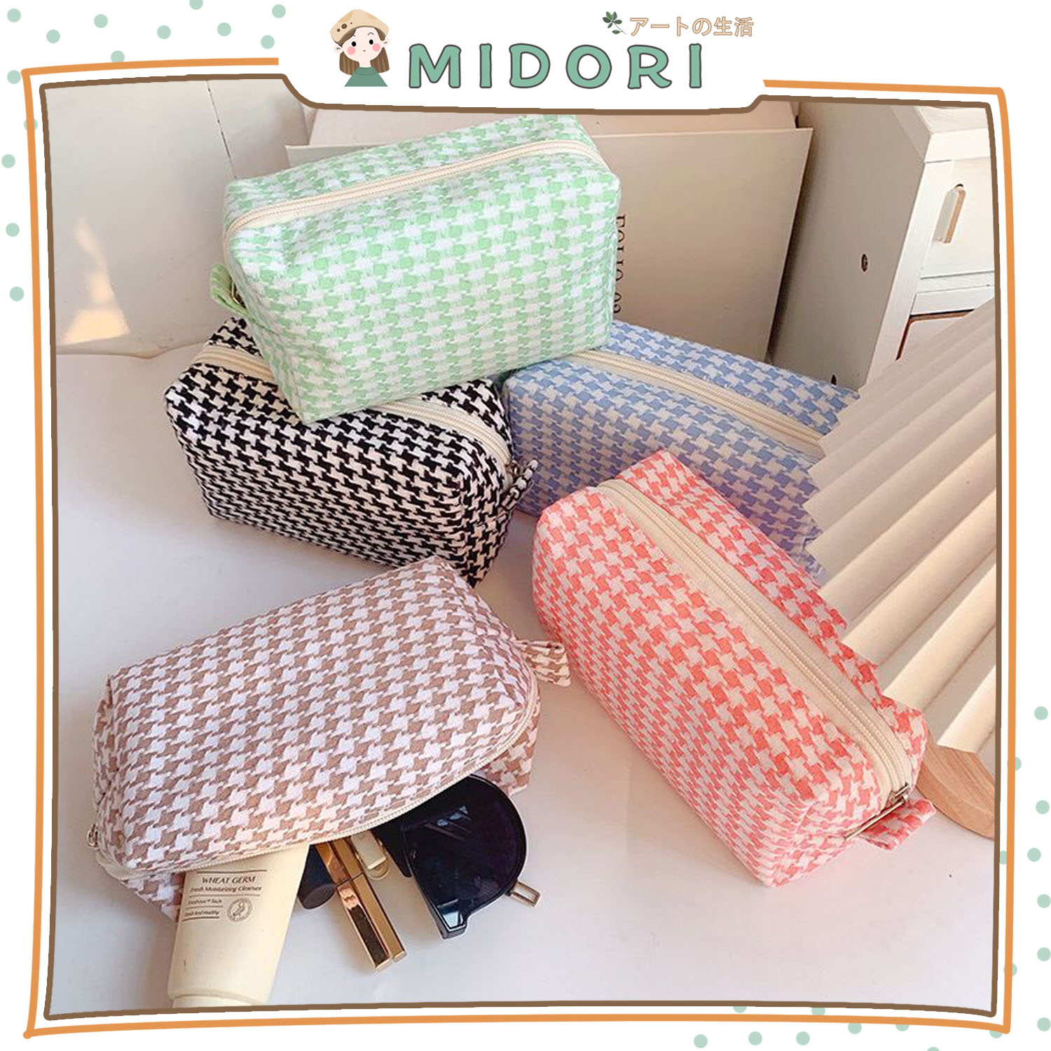 

[MIDORI] Tempat Pensil Pouch Woven Kosmetik Penyimpanan Multifungsi Pencil Case Korean Style - F0198