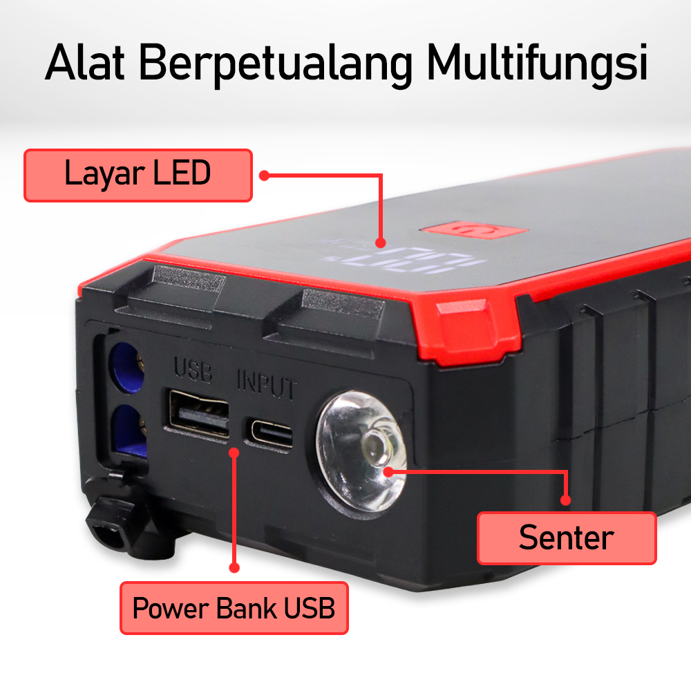 POWER Jump Starter Power Bank Jumper Senter USB 12V 20000mAh - JX-60 - Black/Red