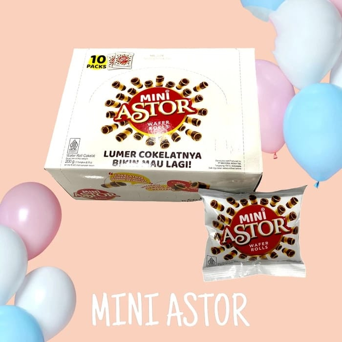 

Wafer rolls mini Astor ( 1 box isi 10) cemilan enak dan murah