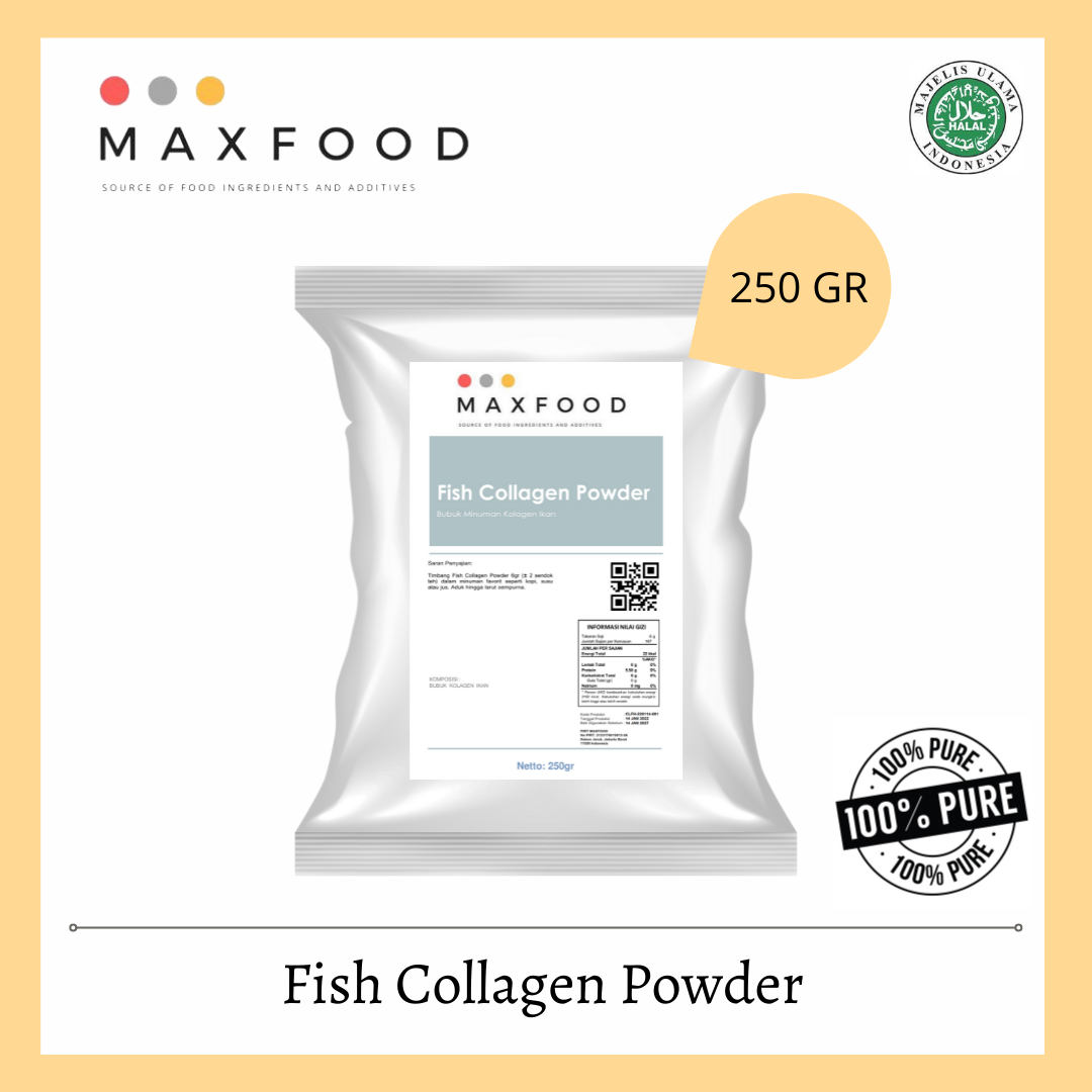MAXFOOD - Bubuk Kolagen Ikan / Fish Collagen Peptides / Pure Fish Collagen / Pure Collagen 250 GR