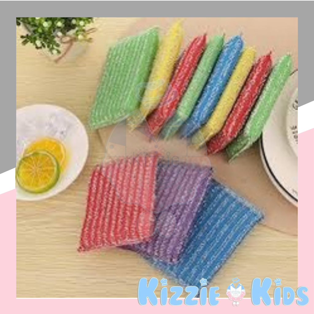 Kizzie Spon Dua Sisi / Magic Spons Abu 2  Sisi / Spons Kawat Cuci Piring / Spons Putih Polos
